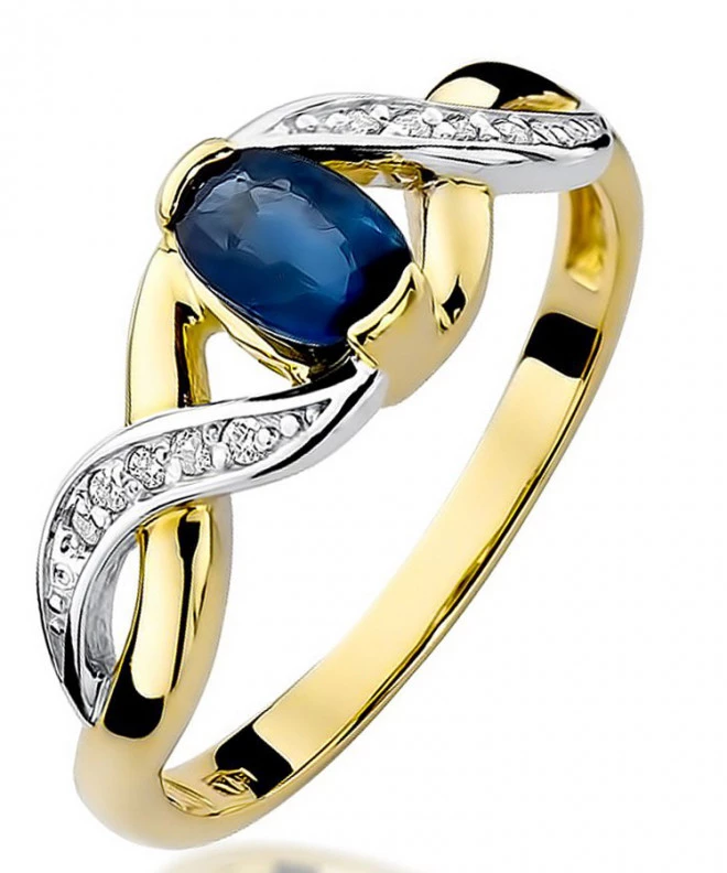 Pierścionek Bonore Crystal Villesseze złota próby 585 z szafirem 0,7 ct 96475
