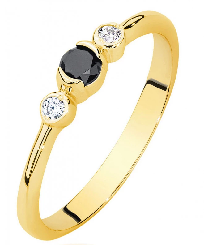 Pierścionek Bonore Midnight Alpetteze złota próby 585 z czarnym brylantem 0,12 ct 93383
