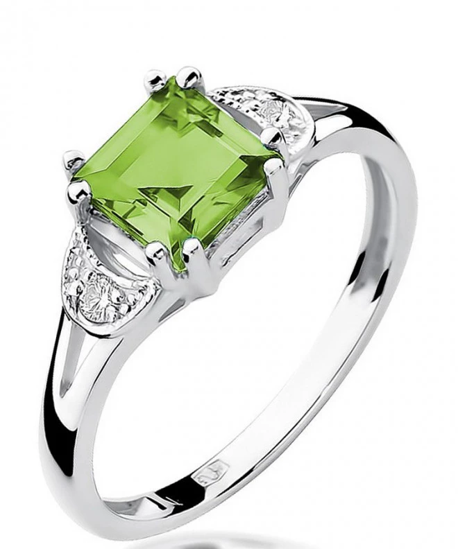 Pierścionek Bonore Midnight Occimianoz białego złota próby 585 z oliwinem 1,1 ct 120327