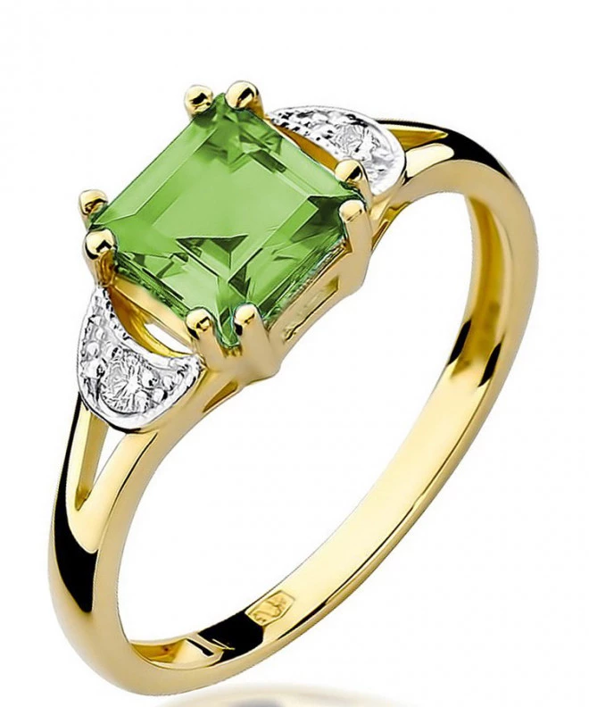 Pierścionek Bonore Basic Angolo Termeze złota próby 585 z oliwinem 1,1 ct 94403