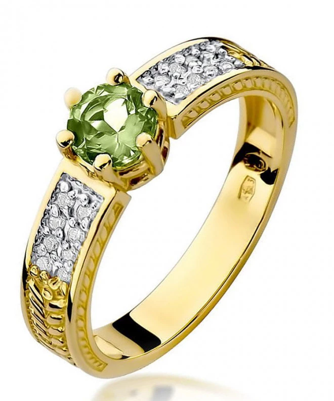 Pierścionek Bonore Crystal Aquileiaze złota próby 585 z oliwinem 0,5 ct 94406