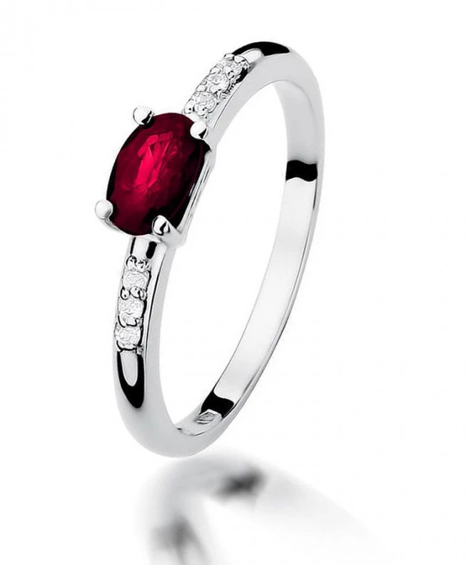Pierścionek Bonore Simple Isolabonaz białego złota próby 585 z rubinem 0,6 ct 121353