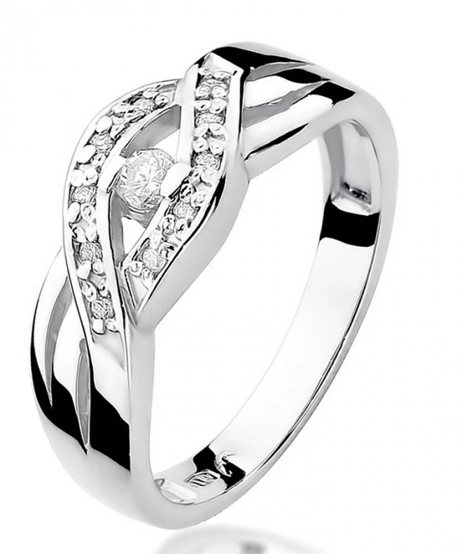 Pierścionek Bonore Midnight Sessamez białego złota próby 585 z diamentem 0,05 ct 107861