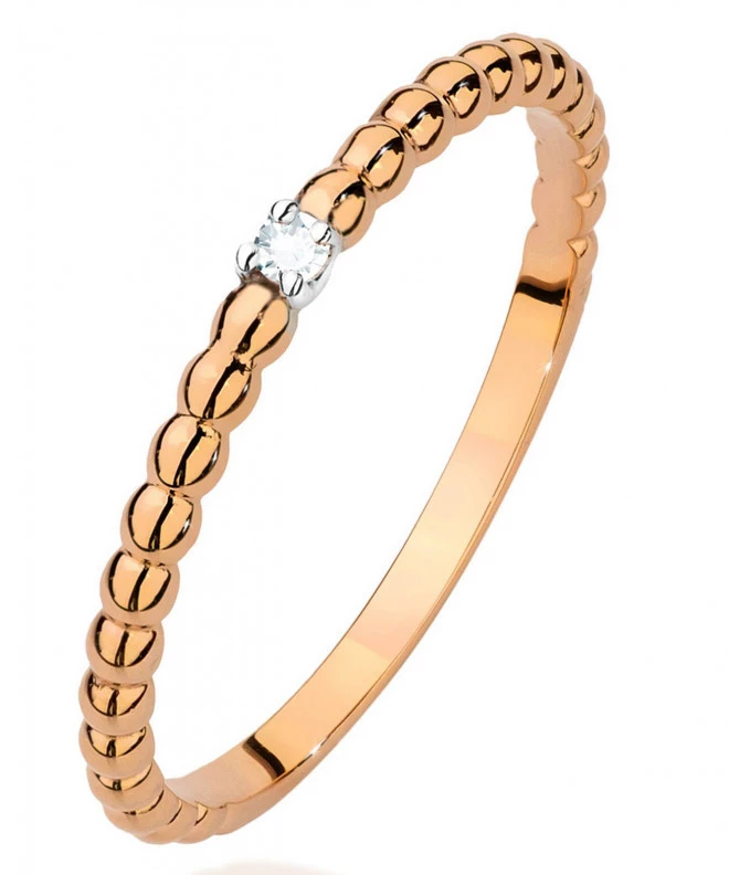 Pierścionek Bonore Simple Lessoloz różowego złota próby 585 z diamentem 0,02 ct 102711