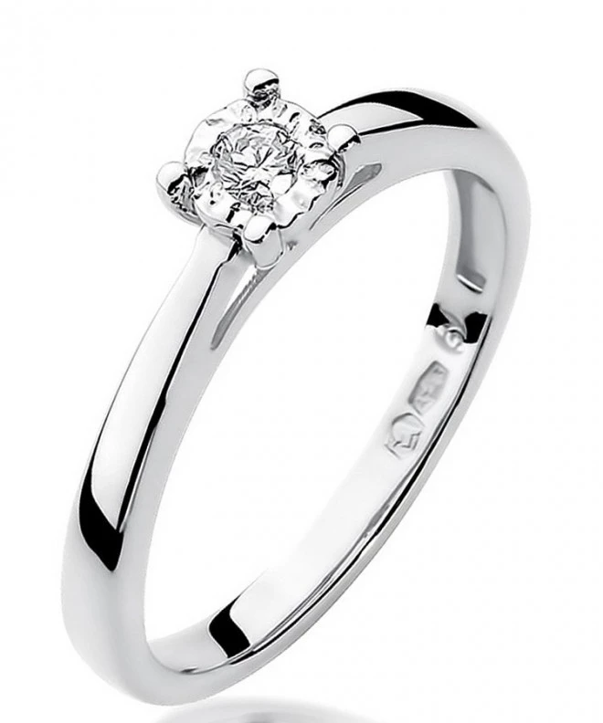 Pierścionek Bonore Simple Positanoz białego złota próby 585 z diamentem 0,08 ct 107846