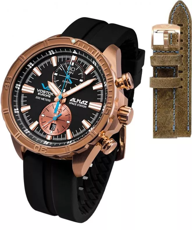 Zegarek męski Vostok Almaz Space Station Grand Chrono Bronze Line + pasek Vostok 6S11-320O266-7372
