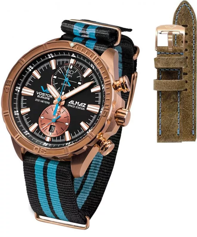 Zegarek męski Vostok Almaz Space Station Grand Chrono Bronze Line + pasek Vostok 6S11-320O266-6979