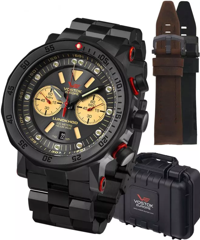 Zegarek męski Vostok Europe Lunokhod-2 Chrono Limited Edition + 2 paski Vostok 6S21-620C629-38345