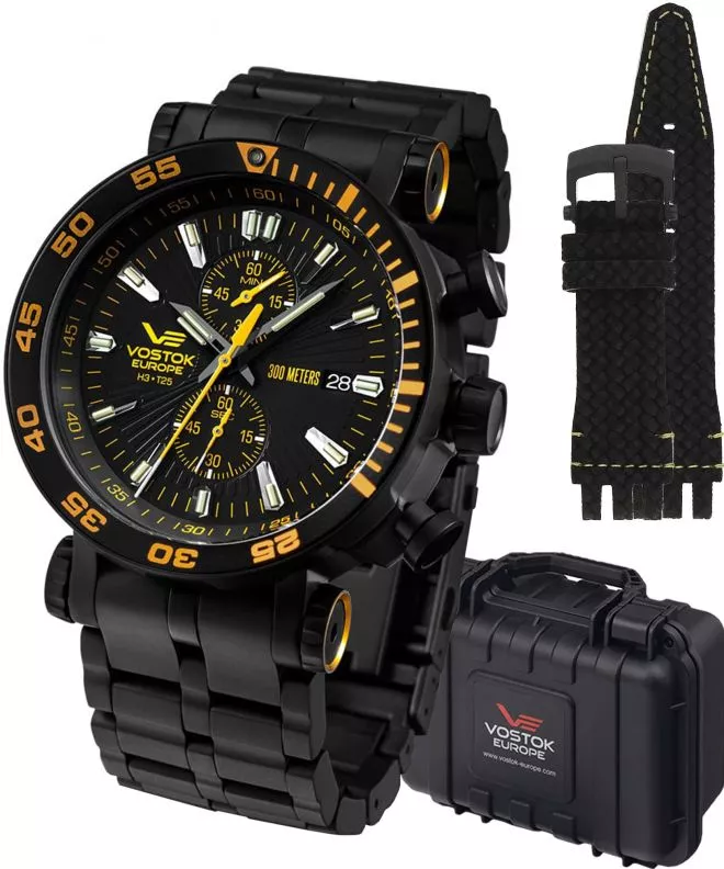 Zegarek męski Vostok Europe Energia Rocket Chrono Limited Edition + 2 paski Vostok VK61-575C589-42854