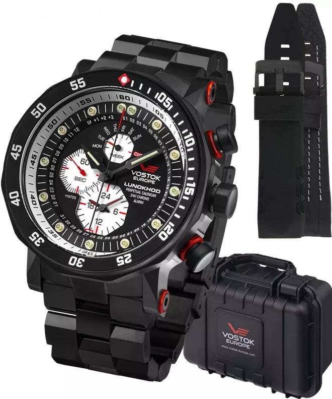 Zegarek męski Vostok Europe Lunokhod-2 Chrono Limited Edition + 2 paski Vostok YM86-620C635-38345
