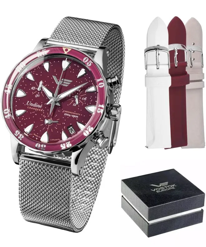 Zegarek damski Vostok Europe Undine Cranberry Chronograph Limited Edition SET VK68-515A774B