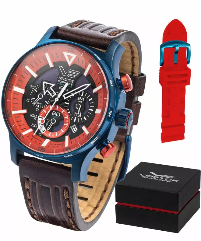Zegarek męski Vostok Europe Expedition North Pole Polar Sunrise Solar Power Chronograph Limited Edition SET VR42-595D734