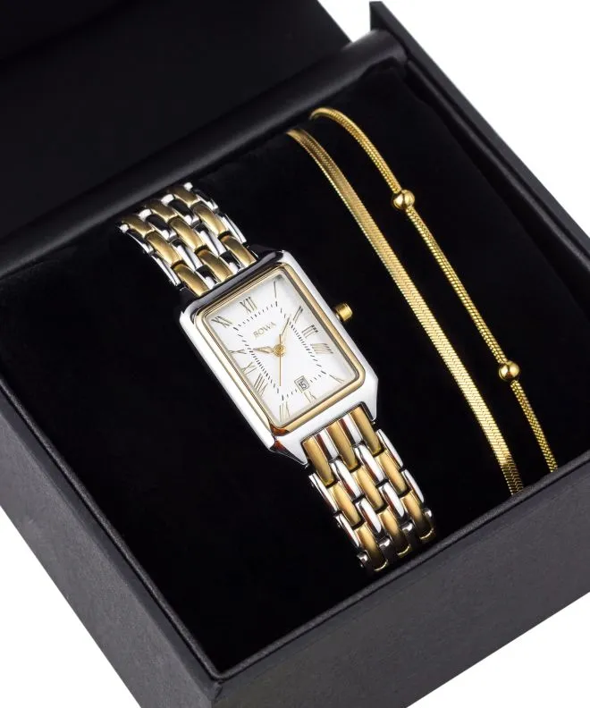Zegarek damski BOWA Barcelona Pearl Gold Steel 23 Gift Set BC2345-154-148S-419-01