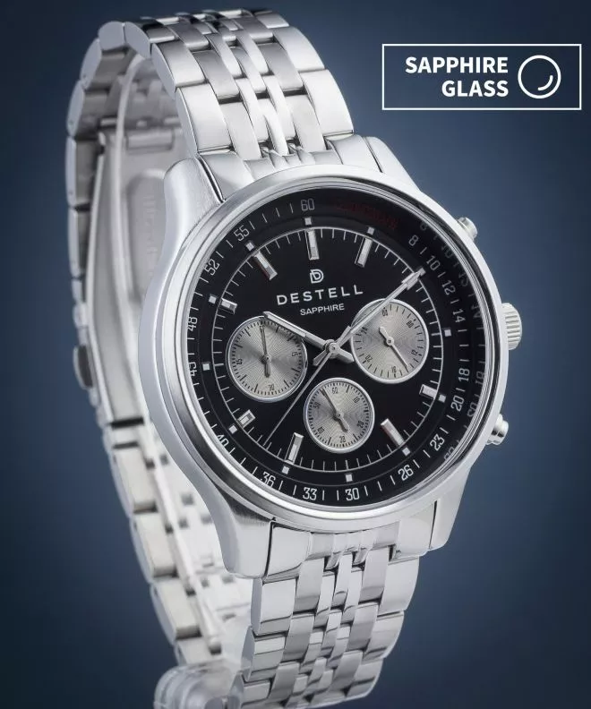 Zegarek męski DESTELL Circinus Black Silver Steel Chronograph Sapphire CR415-15-205J