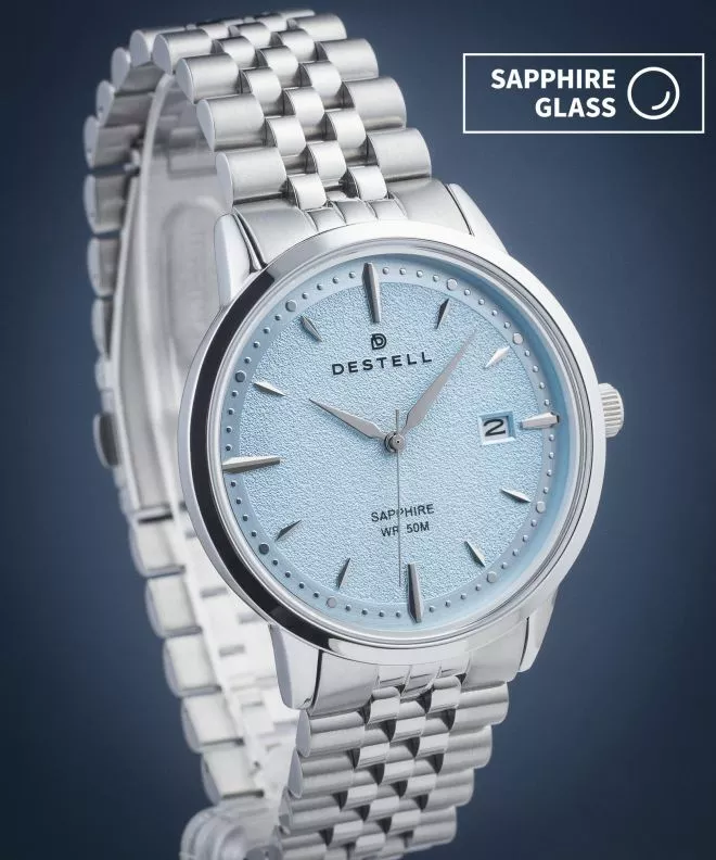 Zegarek męski DESTELL Pictor Ice Blue Silver Steel Sapphire PT405-05-205J