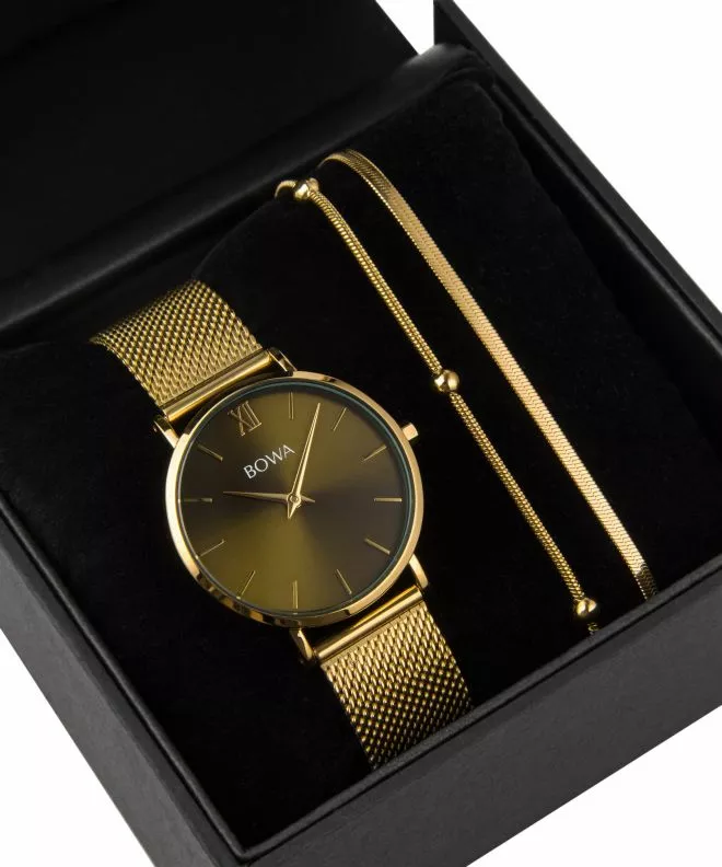 Zegarek damski BOWA London Green-Gold Mesh 33 LO334-04-164M-419-01