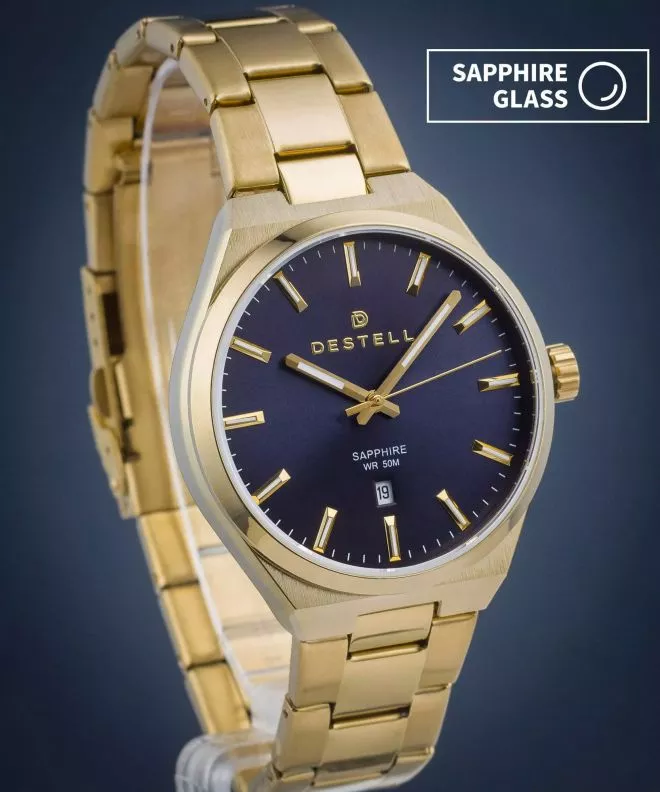 Zegarek męski DESTELL Aries Blue Gold Steel Sapphire AR404-34-204S