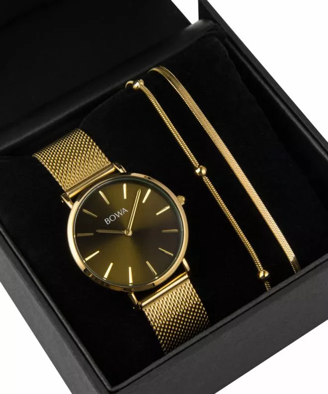Zegarek damski BOWA New York Petite Green-Gold Mesh 34 NY344-04-184M-419-01