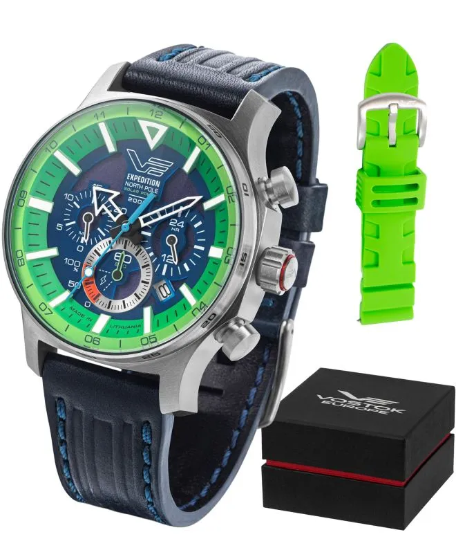 Zegarek męski Vostok Europe Expedition North Pole Polar Spruce Solar Power Chronograph Limited Edition SET VR42-595A733