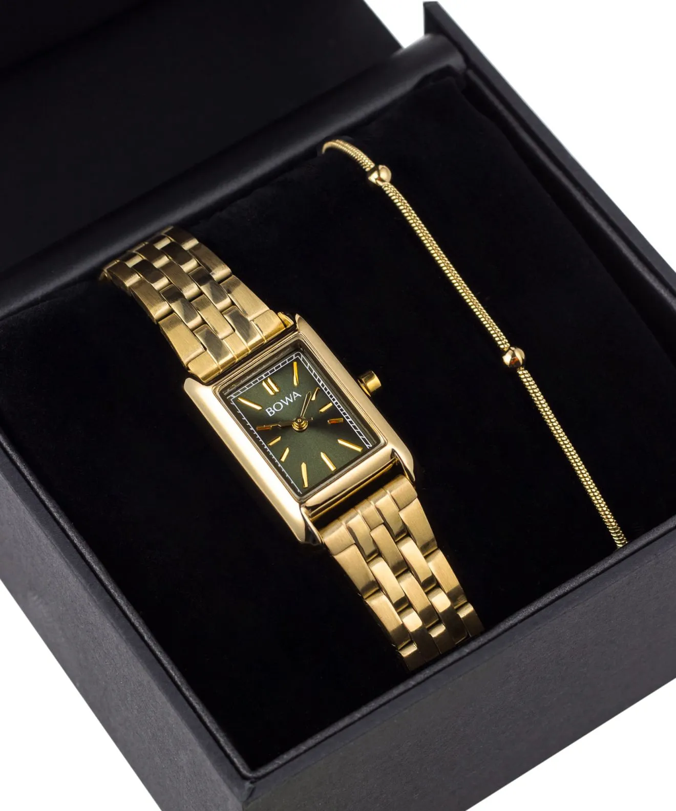 Zegarek damski BOWA Paris Green-Gold Steel 20 Gift Set PS194-04-144S-419-04