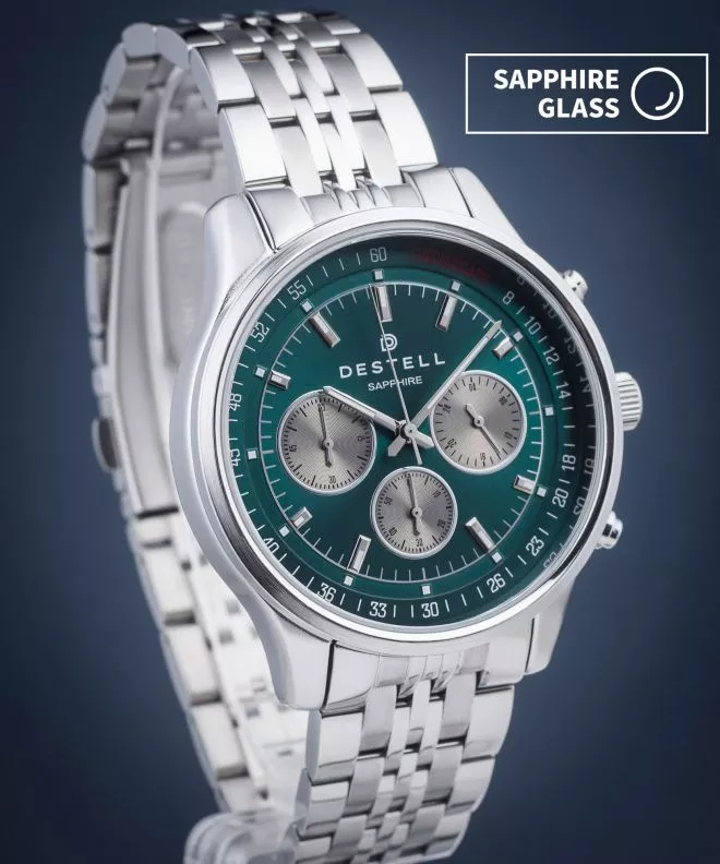 Zegarek męski DESTELL Circinus Green Silver Steel Chronograph Sapphire CR415-05-205J