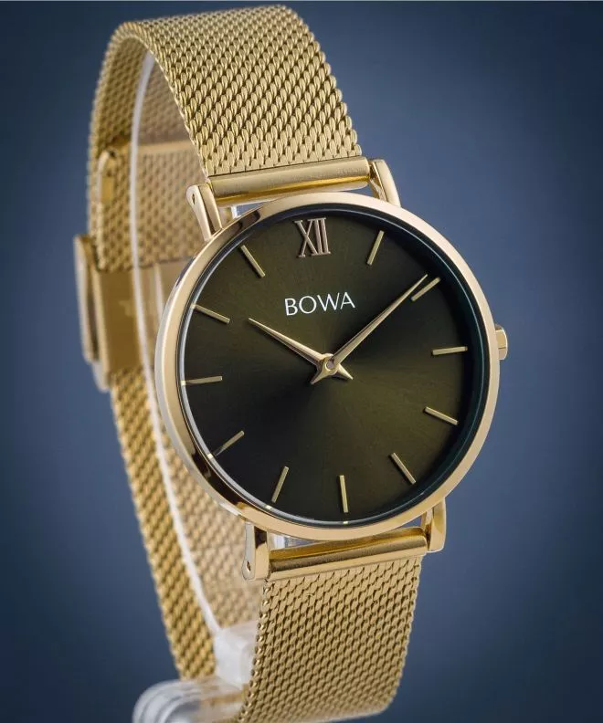 Zegarek damski BOWA London Green-Gold Mesh 33 LO334-04-164M