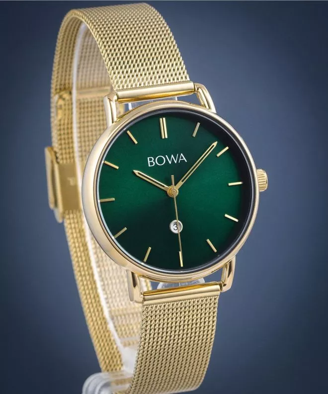 Zegarek damski BOWA Milan Green Gold Mesh 34 MI344-04-164M