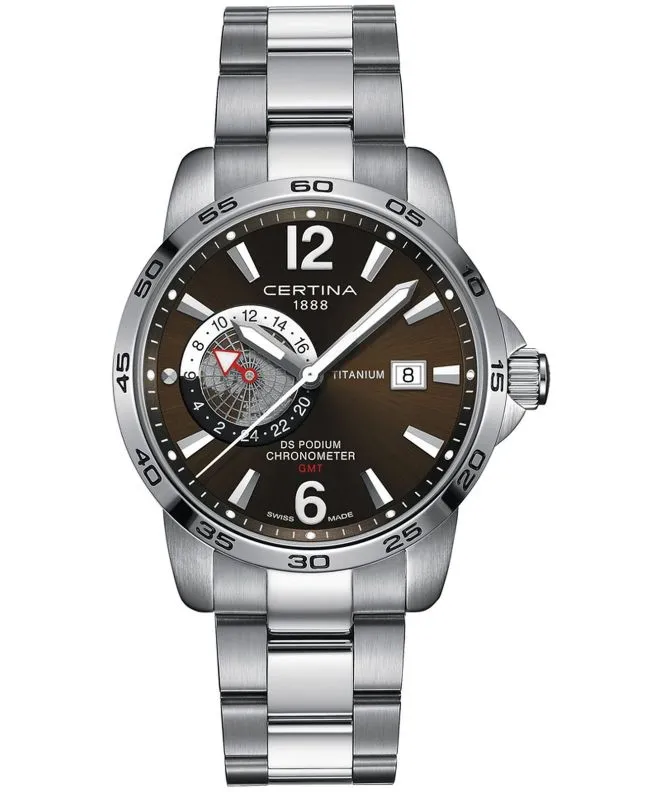 Zegarek męski Certina DS Podium Titanium GMT C034.455.44.087.00 (C0344554408700)