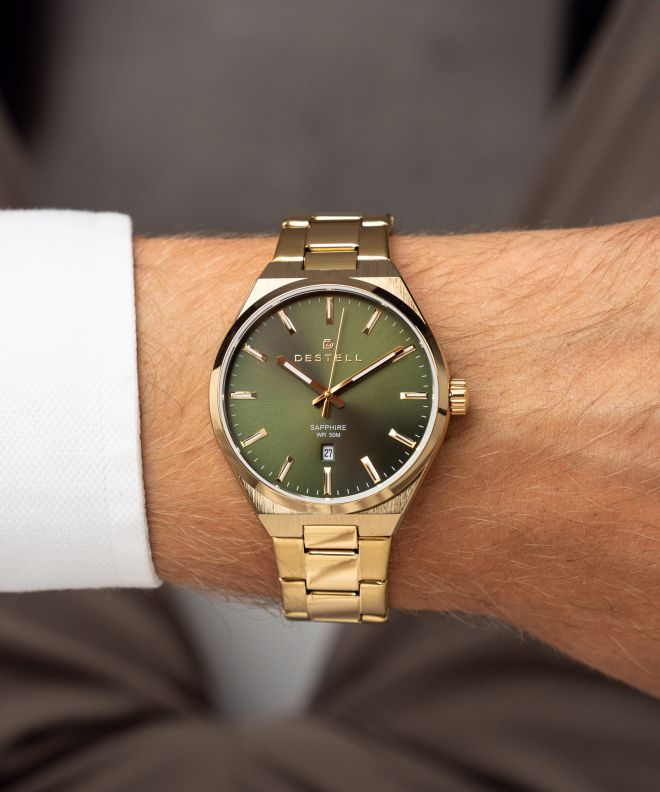 Zegarek męski DESTELL Aries Green Gold Steel Sapphire
