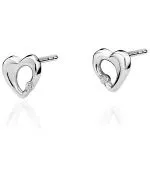 Kolczyki Bonore Love Longaronez białego złota próby 585 z diamentem 0,0086 ct
