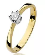 Pierścionek Bonore Simple Verzuoloze złota próby 585 z diamentem 0,1 ct
