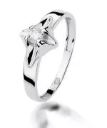 Pierścionek Bonore Simple Laganadiz białego złota próby 585 z diamentem 0,12 ct