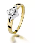 Pierścionek Bonore Aurora Ortonovoze złota próby 585 z diamentem 0,12 ct