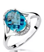 Pierścionek Bonore Crystal Cavizzanaz białego złota próby 585 z topazem 3 ct
