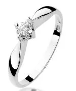 Pierścionek Bonore Simple Molochioz białego złota próby 585 z diamentem 0,12 ct