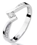 Pierścionek Bonore Crystal Pollonez białego złota próby 585 z diamentem 0,13 ct