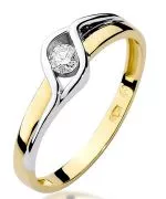 Pierścionek Bonore Midnight Quarantize złota próby 585 z diamentem 0,1 ct