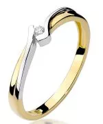 Pierścionek Bonore Simple Saluggiaze złota próby 585 z diamentem 0,04 ct