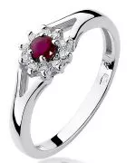 Pierścionek Bonore Blossom Calizzanoz białego złota próby 585 z rubinem 0,15 ct