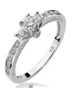 Pierścionek Bonore Crystal Girasolez białego złota próby 585 z diamentem 0,2 ct