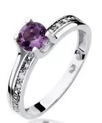 Pierścionek Bonore Crystal Cimitilez białego złota próby 585 z ametystem 0,5 ct