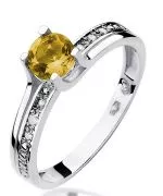 Pierścionek Bonore Crystal Maranzanaz białego złota próby 585 z cytrynem 0,5 ct
