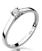 Pierścionek Bonore Simple Brindisiz białego złota próby 585 z diamentem 0,08 ct