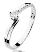 Pierścionek Bonore Simple Specchiaz białego złota próby 585 z diamentem 0,1 ct