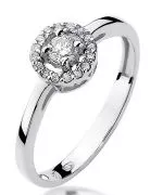 Pierścionek Bonore Crystal Portulaz białego złota próby 585 z diamentem 0,12 ct