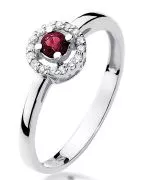 Pierścionek Bonore Midnight Massiminoz białego złota próby 585 z rubinem 0,15 ct