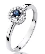 Pierścionek Bonore Crystal Treviglioz białego złota próby 585 z szafirem 0,15 ct