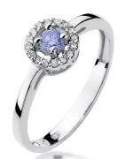 Pierścionek Bonore Crystal Bollatez białego złota próby 585 z tanzanitem 0,15 ct