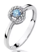Pierścionek Bonore Crystal Massimenoz białego złota próby 585 z topazem 0,15 ct