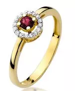 Pierścionek Bonore Crystal Enemonzoze złota próby 585 z rubinem 0,15 ct